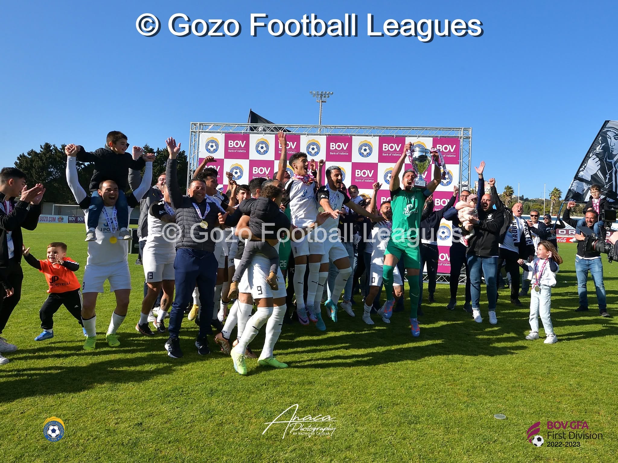 Nadur Youngsters celebrating the 2022-23 Gozo Football League First Division title
